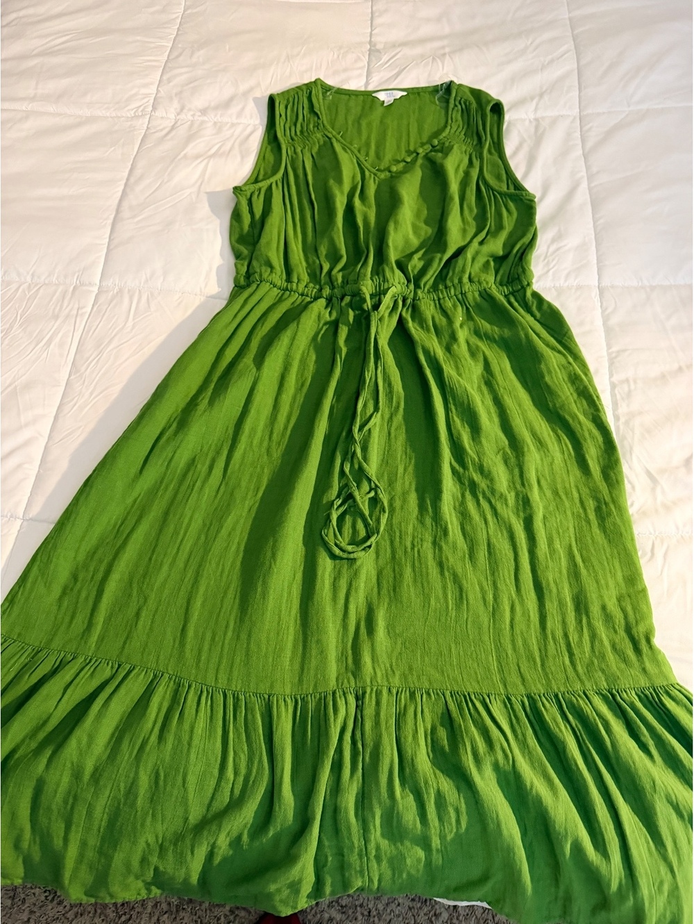 Time and Tru Green Sleeveless Midi Dress with Drawstring XL